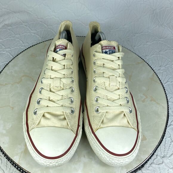 Converse All Star Low Top Sneakers Mens 10.5 Cream Canvas Streetwear Skate Shoes - Picture 4 of 13